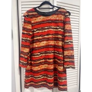 Gucci Striped Mini Dress in Red, Orange, Brown, Black